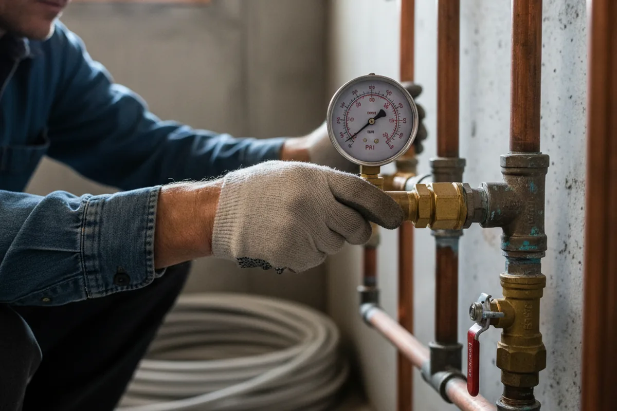 Pressure testing a repaired line during Water Line Repair in Fort Leavenworth